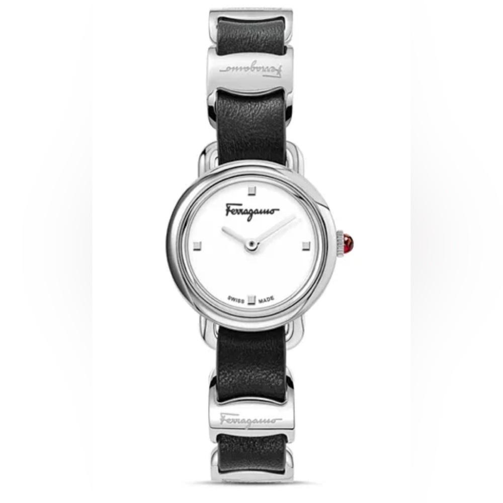 Salvatore Ferragamo Stainlesss Steel, Sapphire Crystal Leather Watch